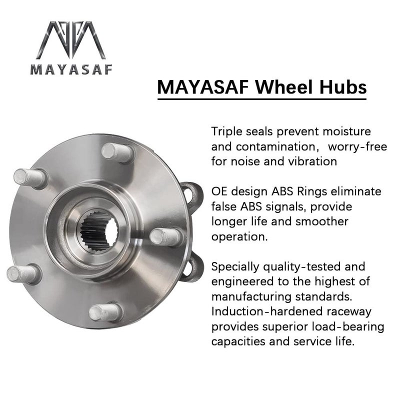 MAYASAF HA590125 [AWD Only, w/ABS] Front Wheel Hub Bearing Assembly 5 Lugs w/ABS Fit Selected Infiniti AWD Models EX35/G35/M35/G37/FX45/FX50 (1 Pack) - Image 3
